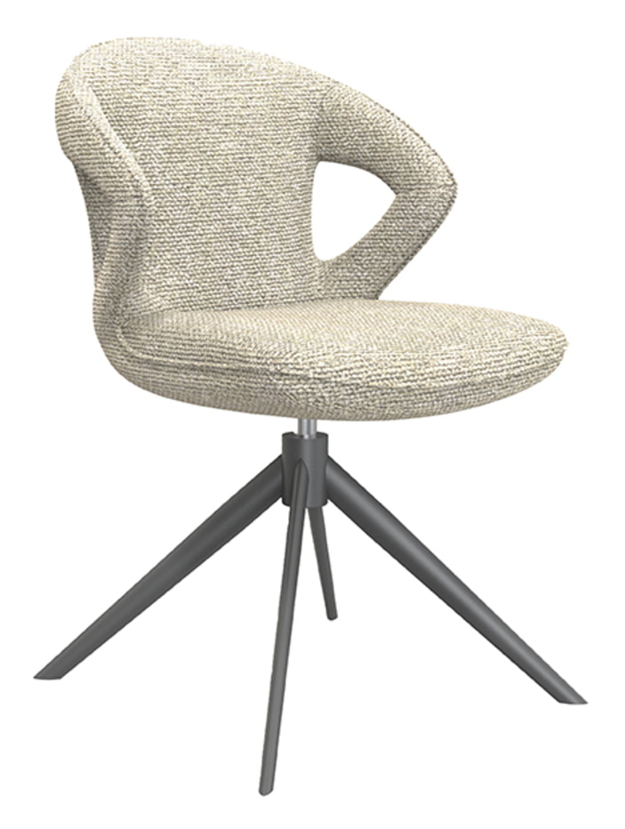 LABEL51 Draaibare Eetkamerstoel 'Zurich' Bouclé, kleur Naturel/Zwart