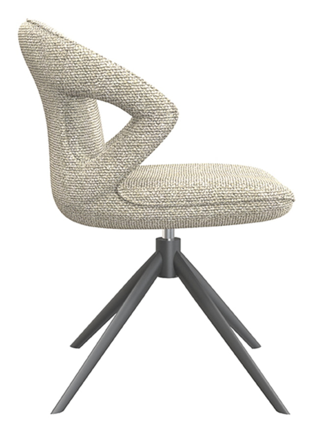 LABEL51 Draaibare Eetkamerstoel 'Zurich' Bouclé, kleur Naturel/Zwart