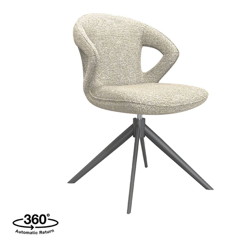 LABEL51 Draaibare Eetkamerstoel 'Zurich' Bouclé, kleur Naturel/Zwart