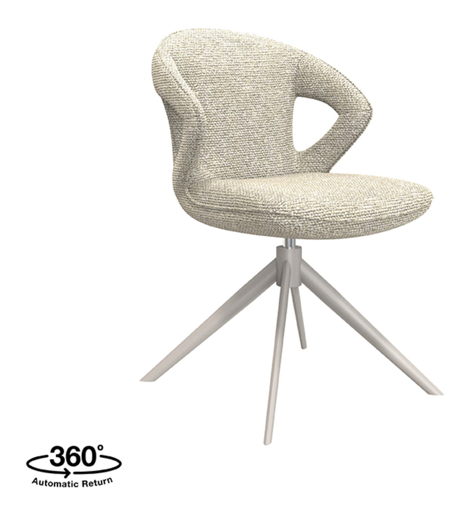 LABEL51 Draaibare Eetkamerstoel 'Zurich' Bouclé, kleur Naturel/Taupe