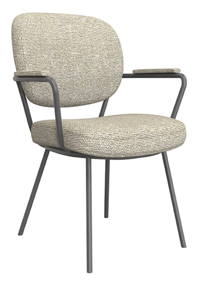 LABEL51 Eetkamerstoel 'Lausanne' Bouclé, kleur Naturel/Zwart