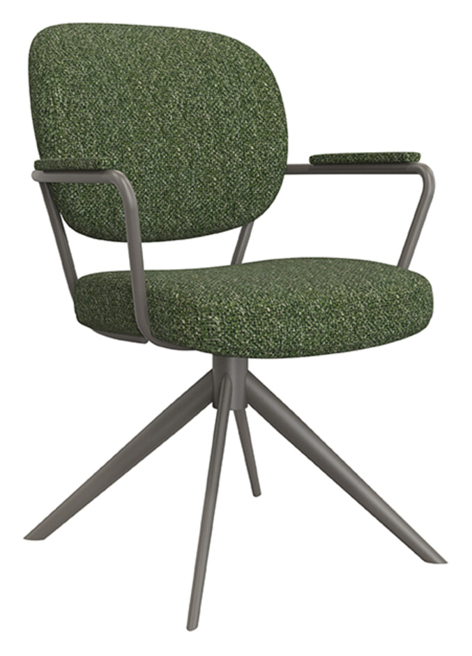 LABEL51 Draaibare Eetkamerstoel 'Basel' Bouclé, kleur Forest