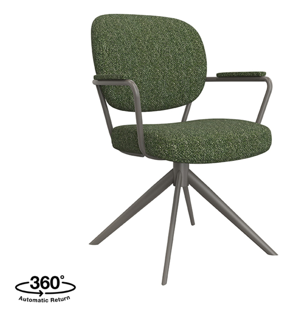 LABEL51 Draaibare Eetkamerstoel 'Basel' Bouclé, kleur Forest