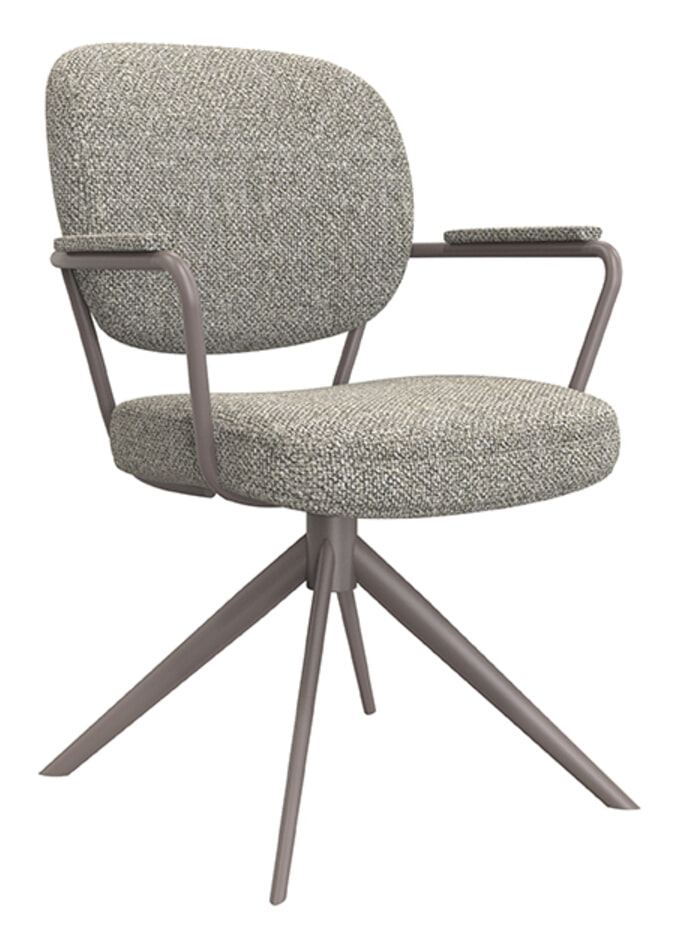 LABEL51 Draaibare Eetkamerstoel 'Basel' Bouclé, kleur Grijs