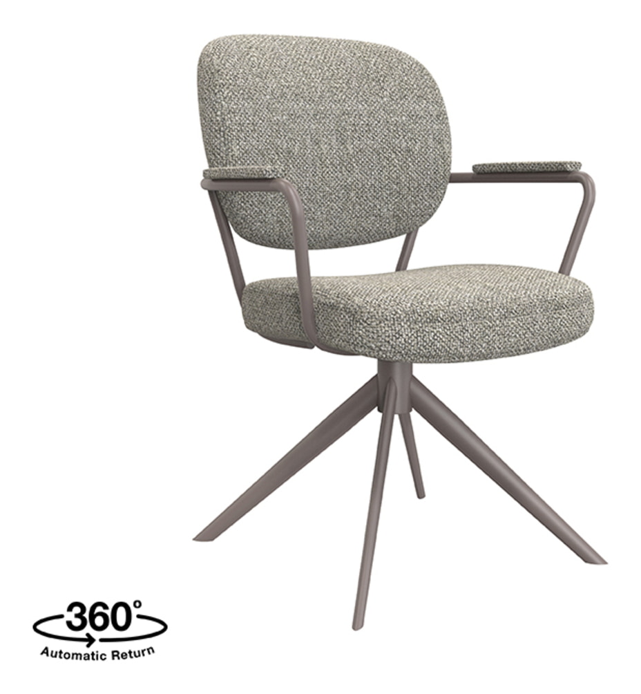 LABEL51 Draaibare Eetkamerstoel 'Basel' Bouclé, kleur Grijs