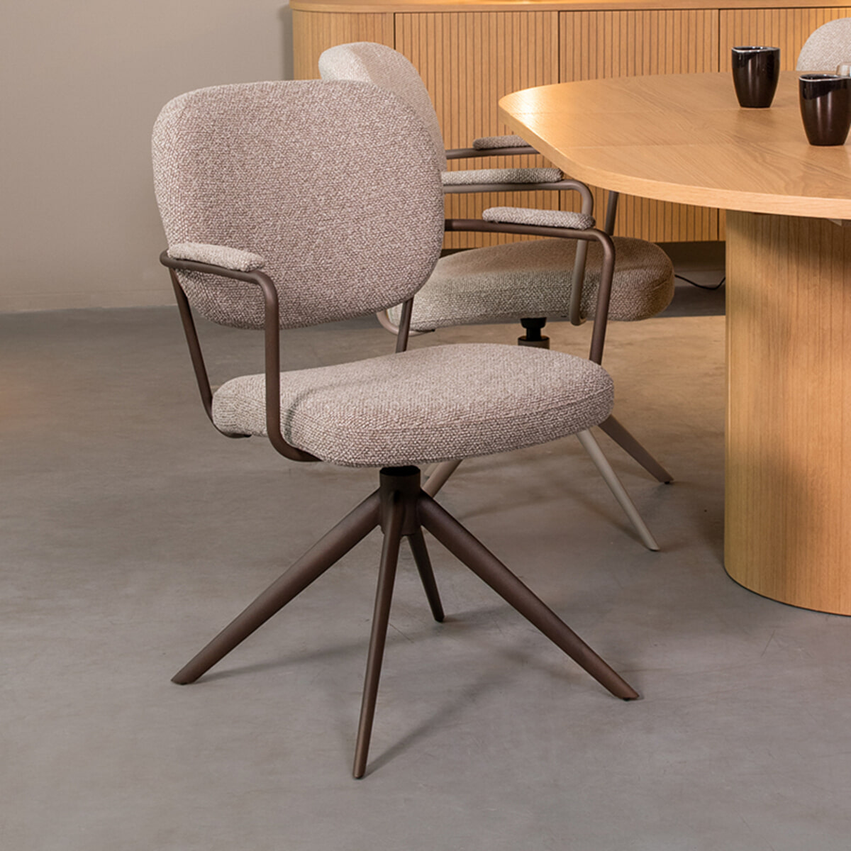 LABEL51 Draaibare Eetkamerstoel 'Basel' Bouclé, kleur Grijs