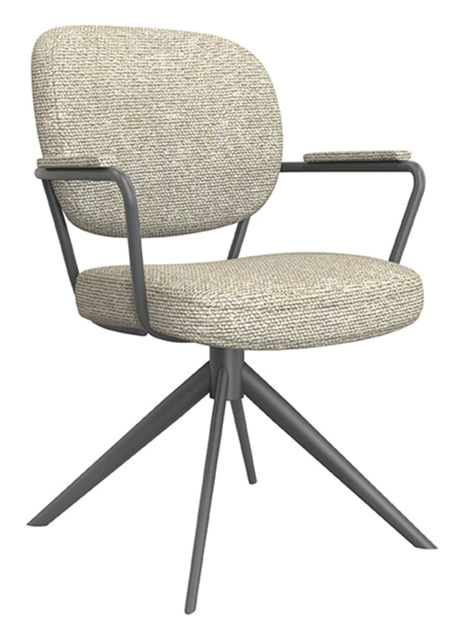 LABEL51 Draaibare Eetkamerstoel 'Basel' Bouclé, kleur Naturel