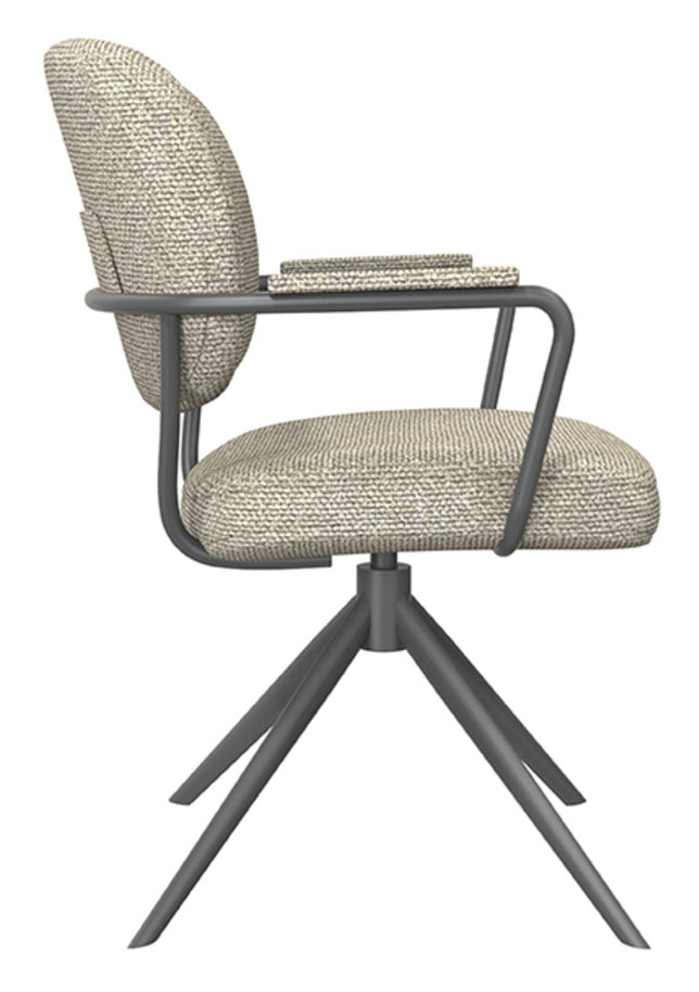 LABEL51 Draaibare Eetkamerstoel 'Basel' Bouclé, kleur Naturel
