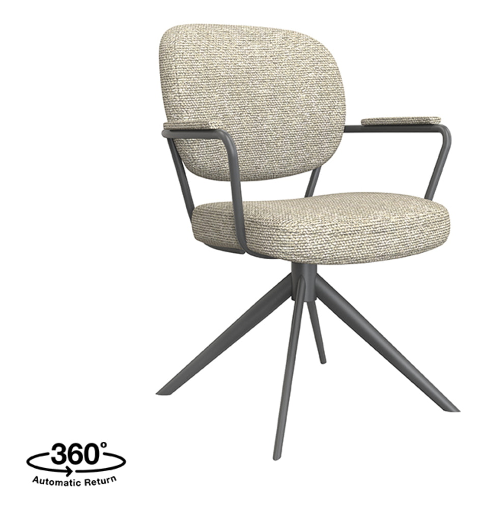 LABEL51 Draaibare Eetkamerstoel 'Basel' Bouclé, kleur Naturel