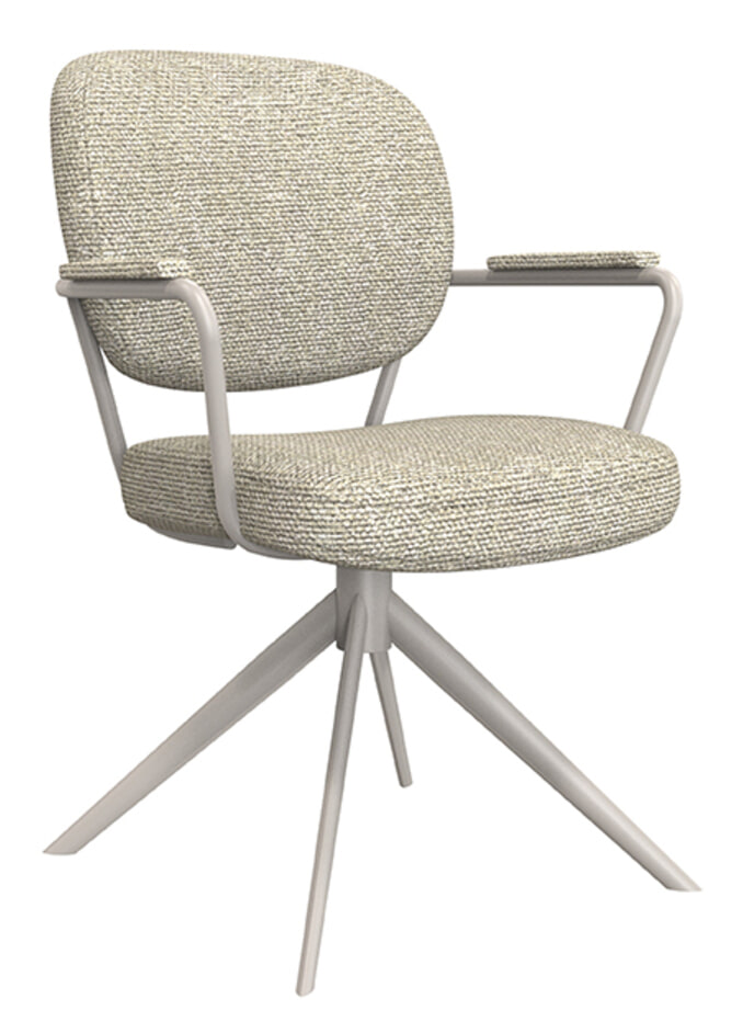 LABEL51 Draaibare Eetkamerstoel 'Basel' Bouclé, kleur Naturel
