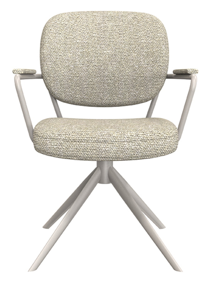 LABEL51 Draaibare Eetkamerstoel 'Basel' Bouclé, kleur Naturel