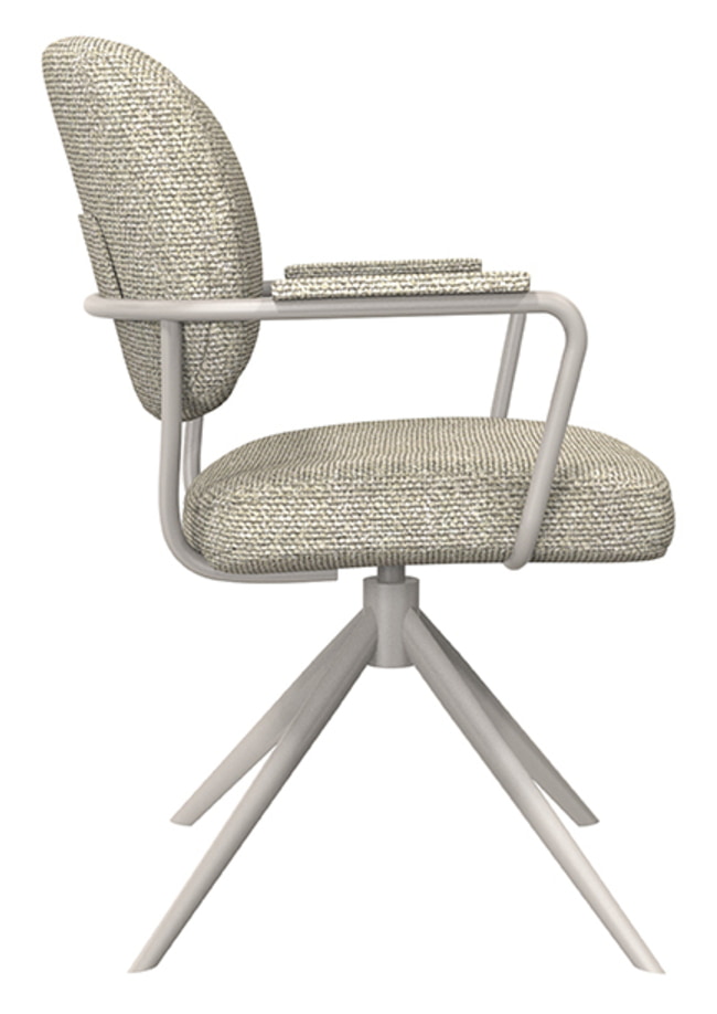 LABEL51 Draaibare Eetkamerstoel 'Basel' Bouclé, kleur Naturel