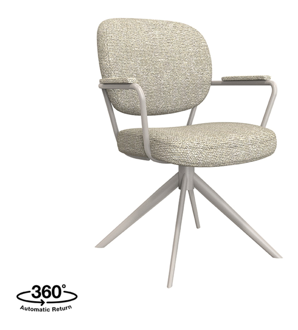 LABEL51 Draaibare Eetkamerstoel 'Basel' Bouclé, kleur Naturel