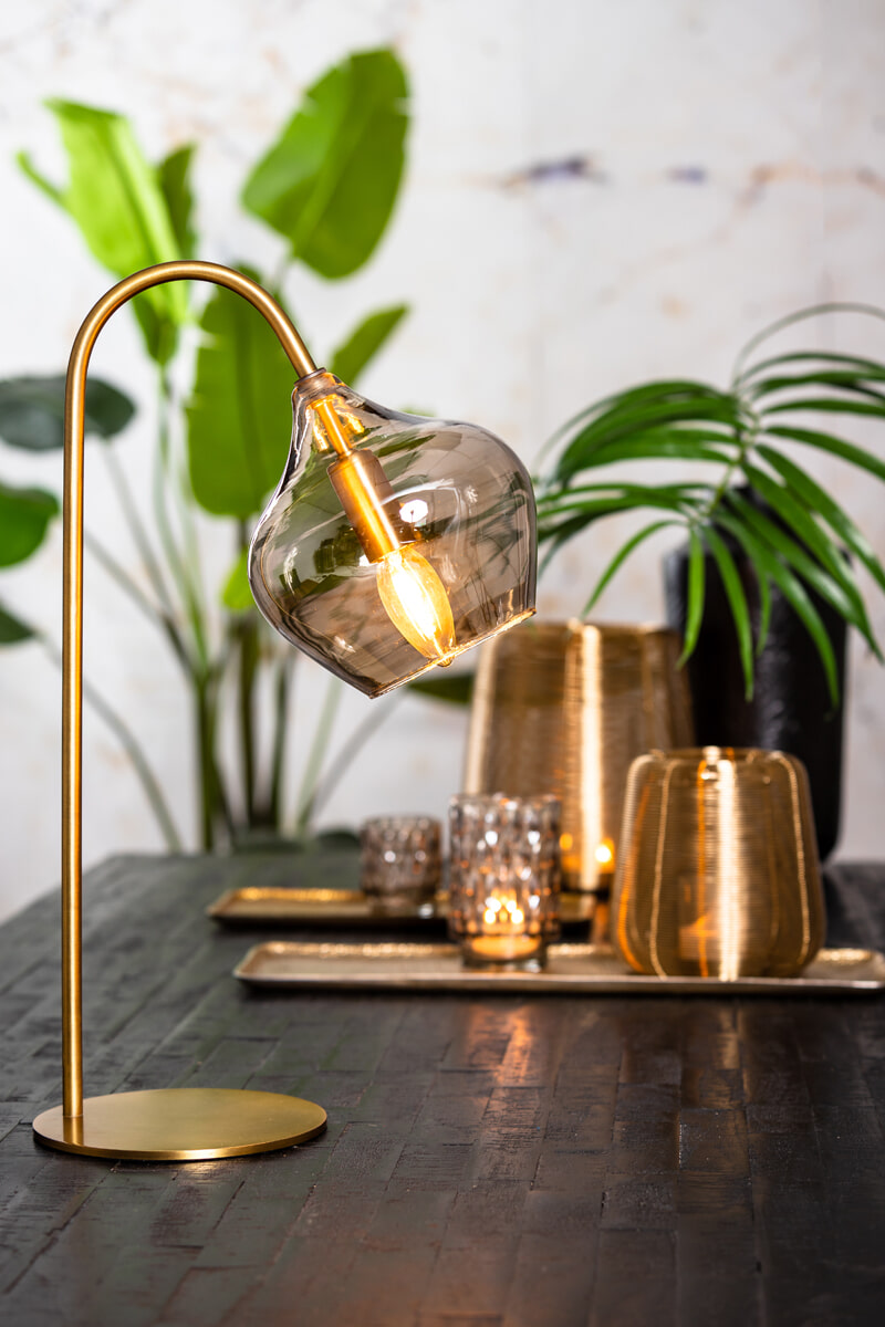 Light & Living Tafellamp 'Rakel', antiek brons+smoke