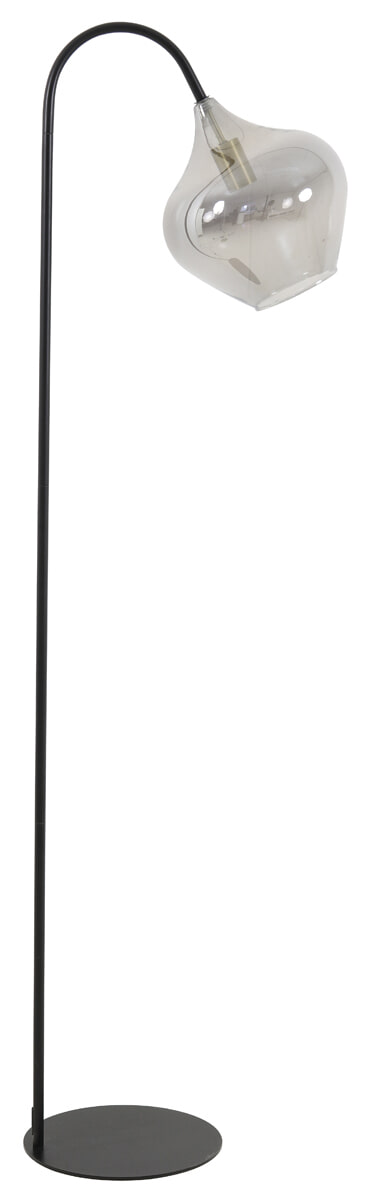 Light & Living Vloerlamp 'Rakel' 160cm, kleur Mat Zwart / Smoke