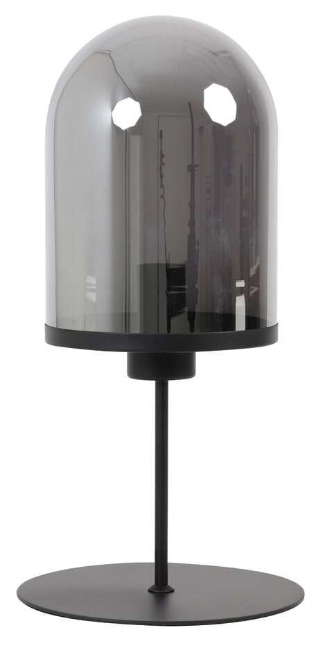 Light & Living Tafellamp 'Maverick' 50cm, mat zwart+smoke glas