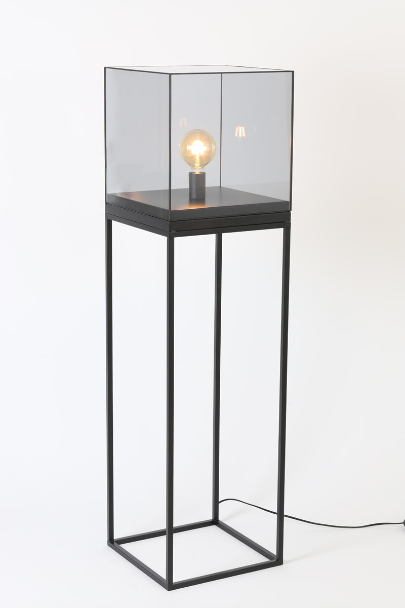 Light & Living Vloerlamp 'Askjer', mat zwart+smoke glas