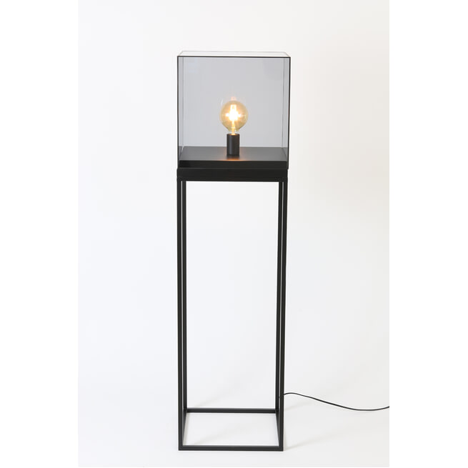Light & Living Vloerlamp 'Askjer', mat zwart+smoke glas