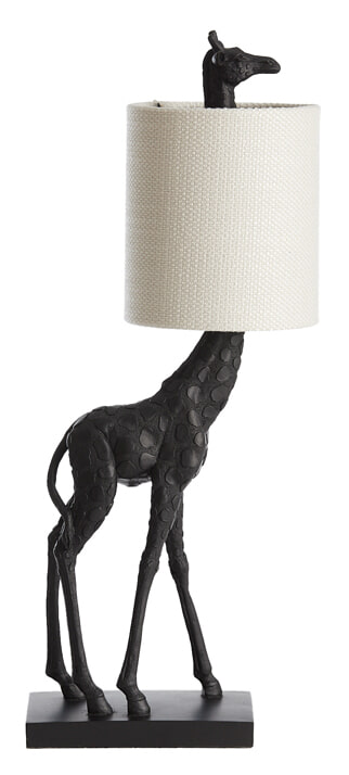 Light & Living Tafellamp Giraffe 61cm - Zwart/Crème