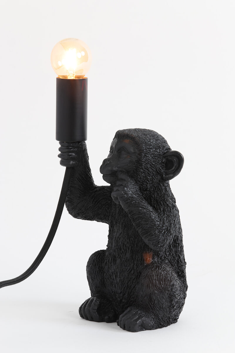 Light & Living Tafellamp 'Monkey' 23cm, kleur Mat Zwart