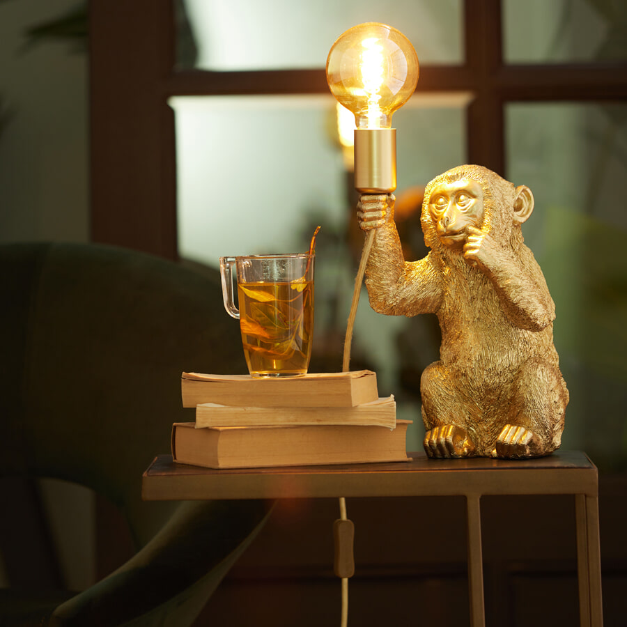 Light & Living Tafellamp 'Monkey' 23cm, kleur Mat Goud