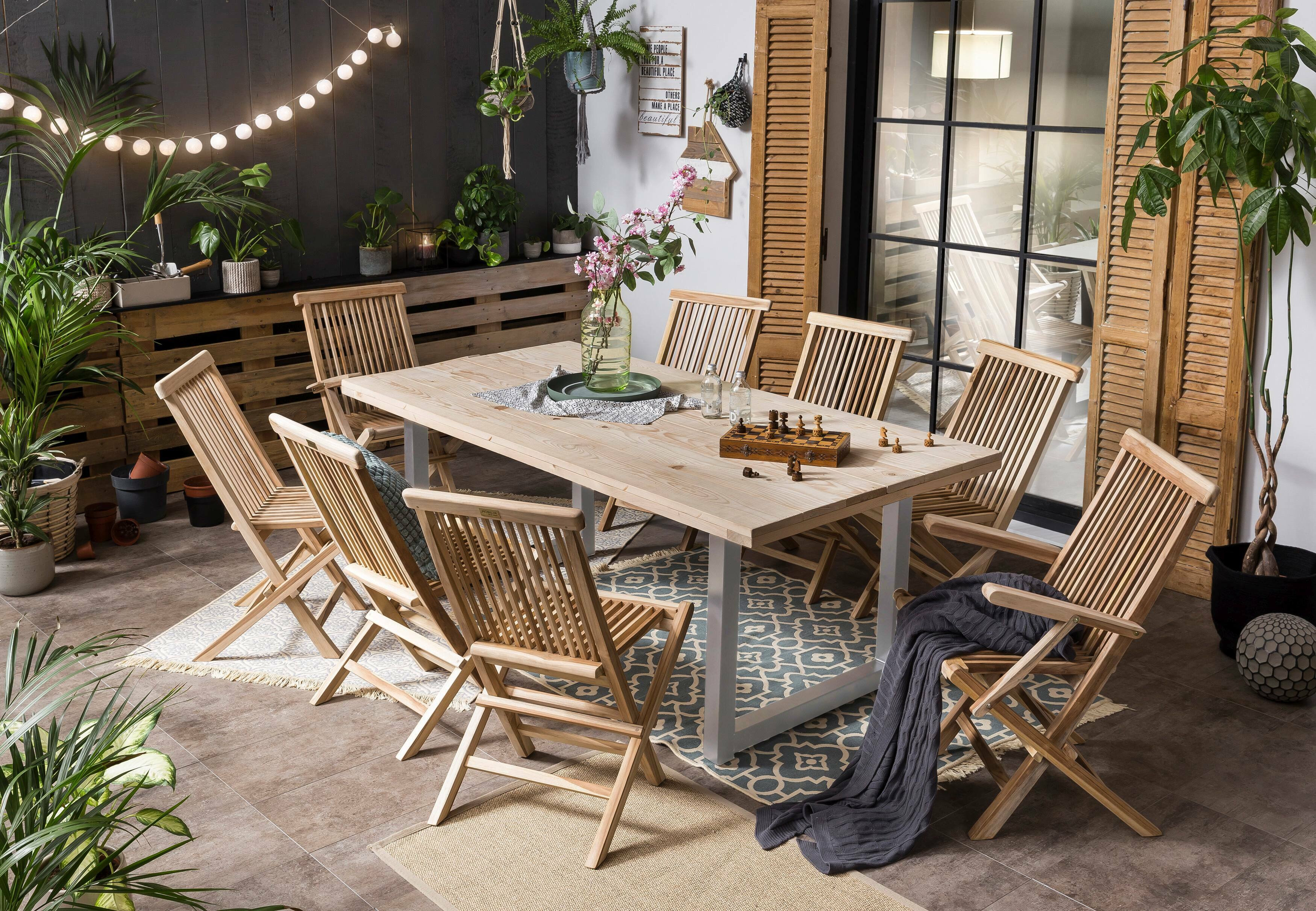 Artistiq Eettafel 'Alyne' Met zilveren U-poot, Mangohout, 180 x 100cm