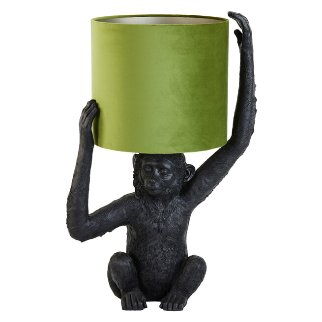 Light & Living Tafellamp 'Monkey' Met kap, kleur Olijfgroen