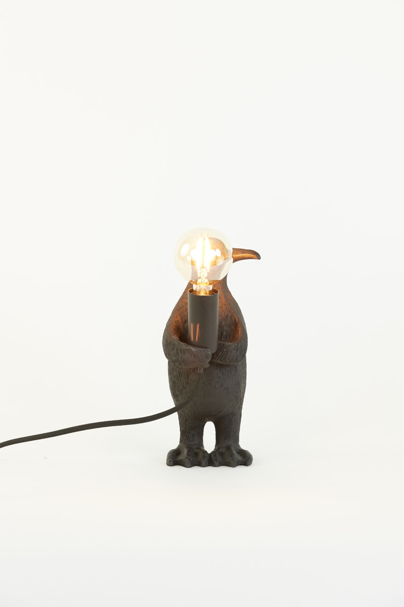 Light & Living Tafellamp 'Penguin' 24cm, kleur Mat Zwart