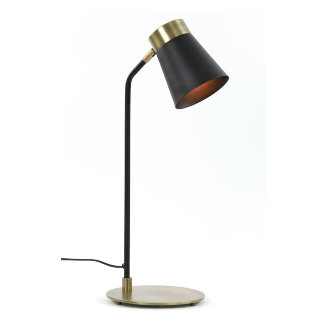 Light & Living Tafellamp 'Braja' kleur Mat Zwart/Antiek Brons