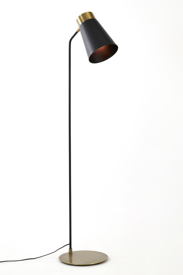 Light & Living Vloerlamp Braja 143cm hoog - Mat Zwart/Antiek Brons