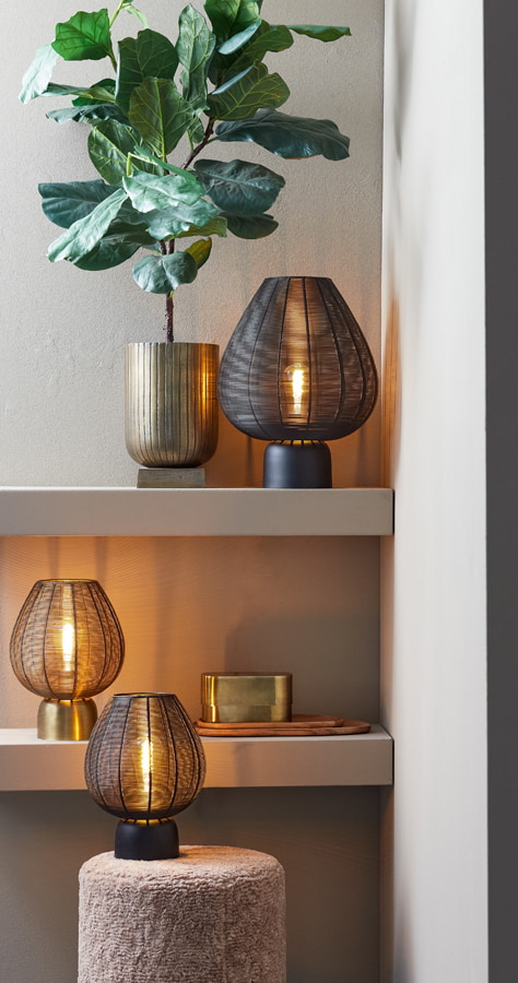 Light & Living Tafellamp 'Suneko' 34cm hoog, kleur Antiek Brons