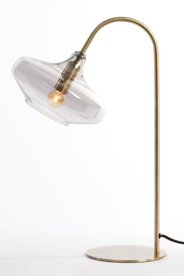 Light & Living Tafellamp 'Solna' 50cm hoog, kleur Smoke/Antiek Brons