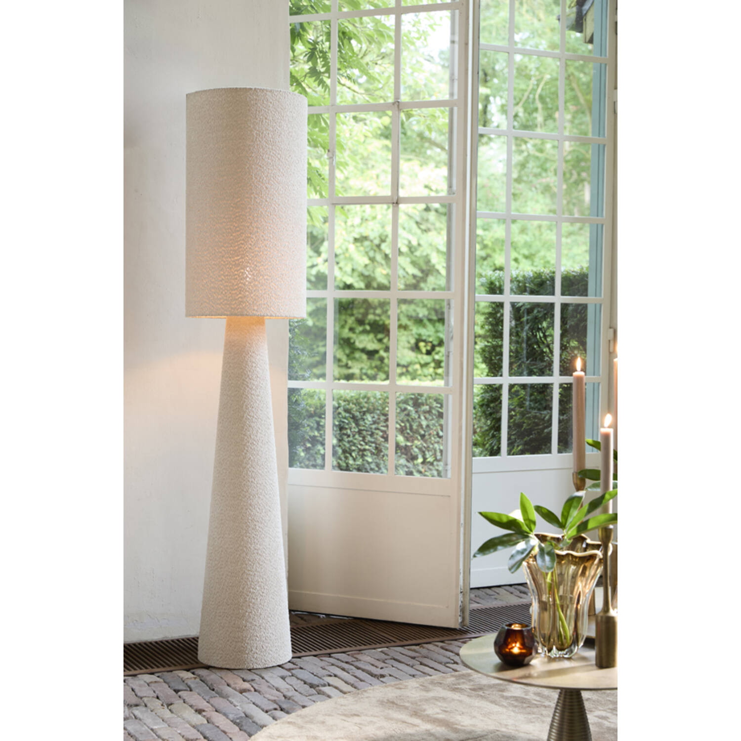 Light & Living Vloerlamp 'Micky' Bouclé, 180cm, kleur Zand