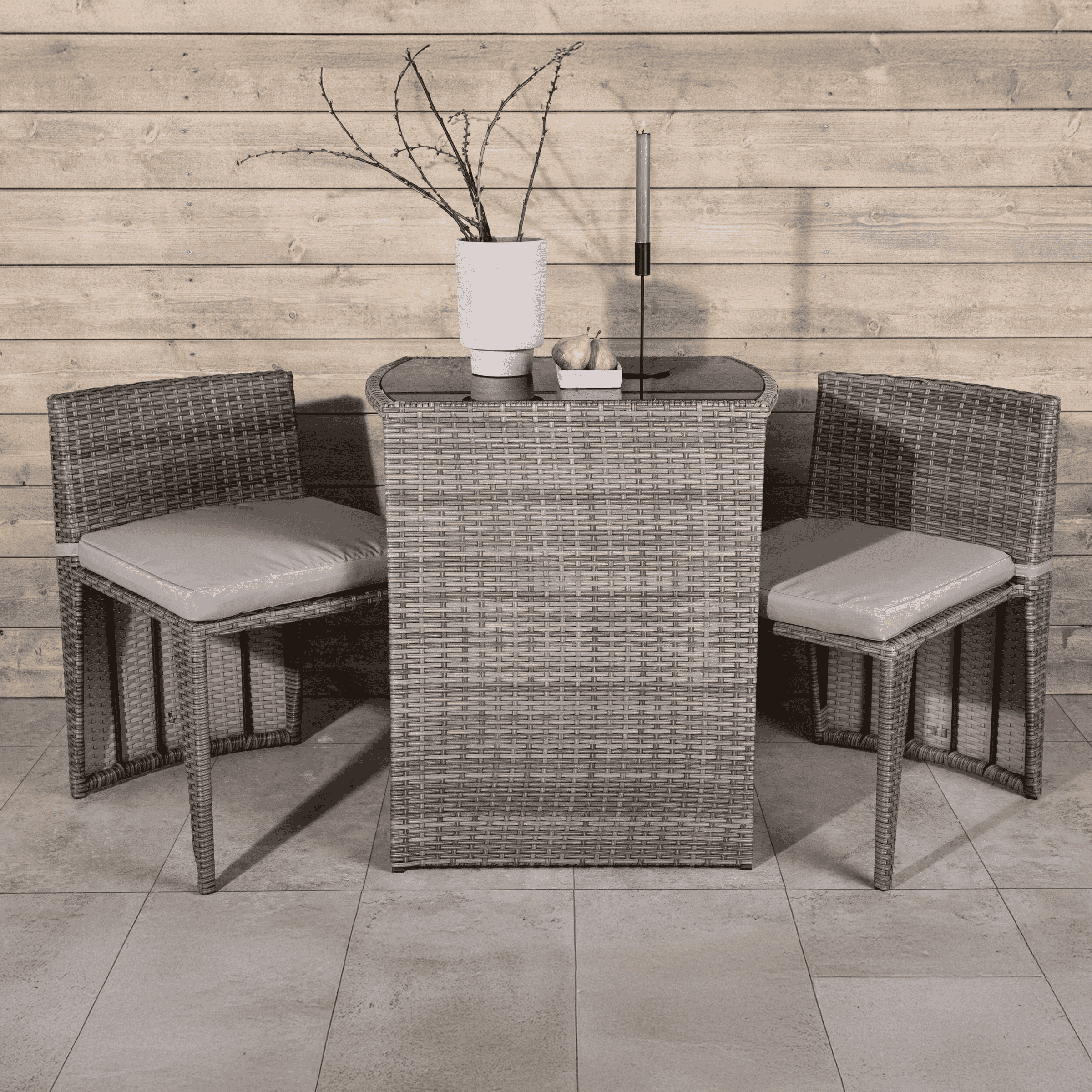 Nohr Bistroset 'Daneisha' Wicker, kleur Grijs
