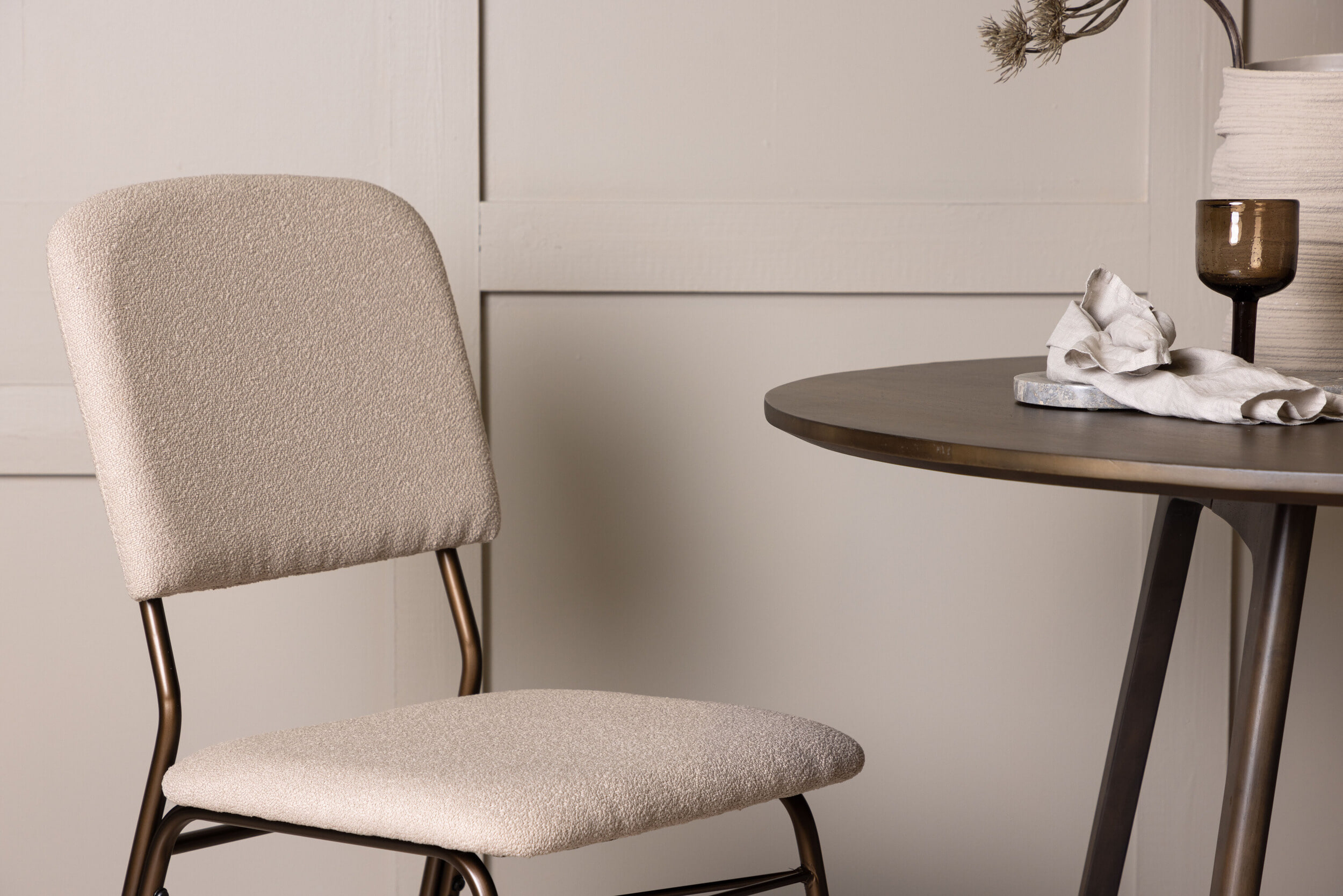 Nohr Eetkamerstoel 'Kristena' Bouclé, kleur Beige