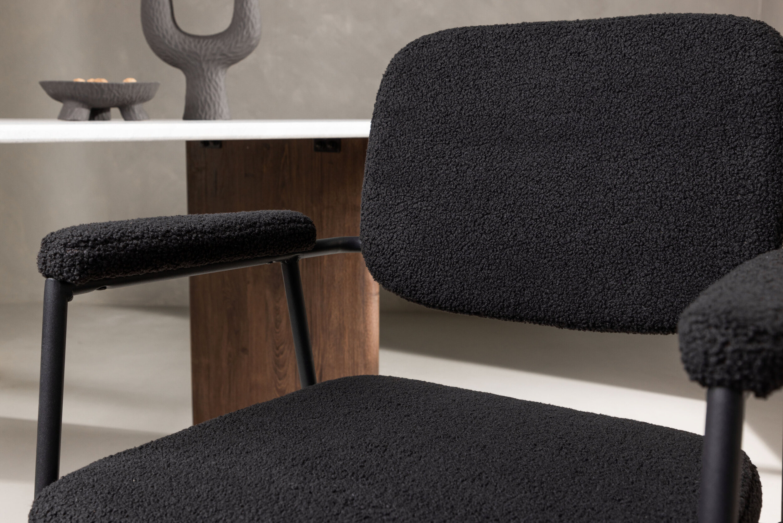 Nohr Eetkamerstoel 'Chemere' Bouclé, kleur Zwart