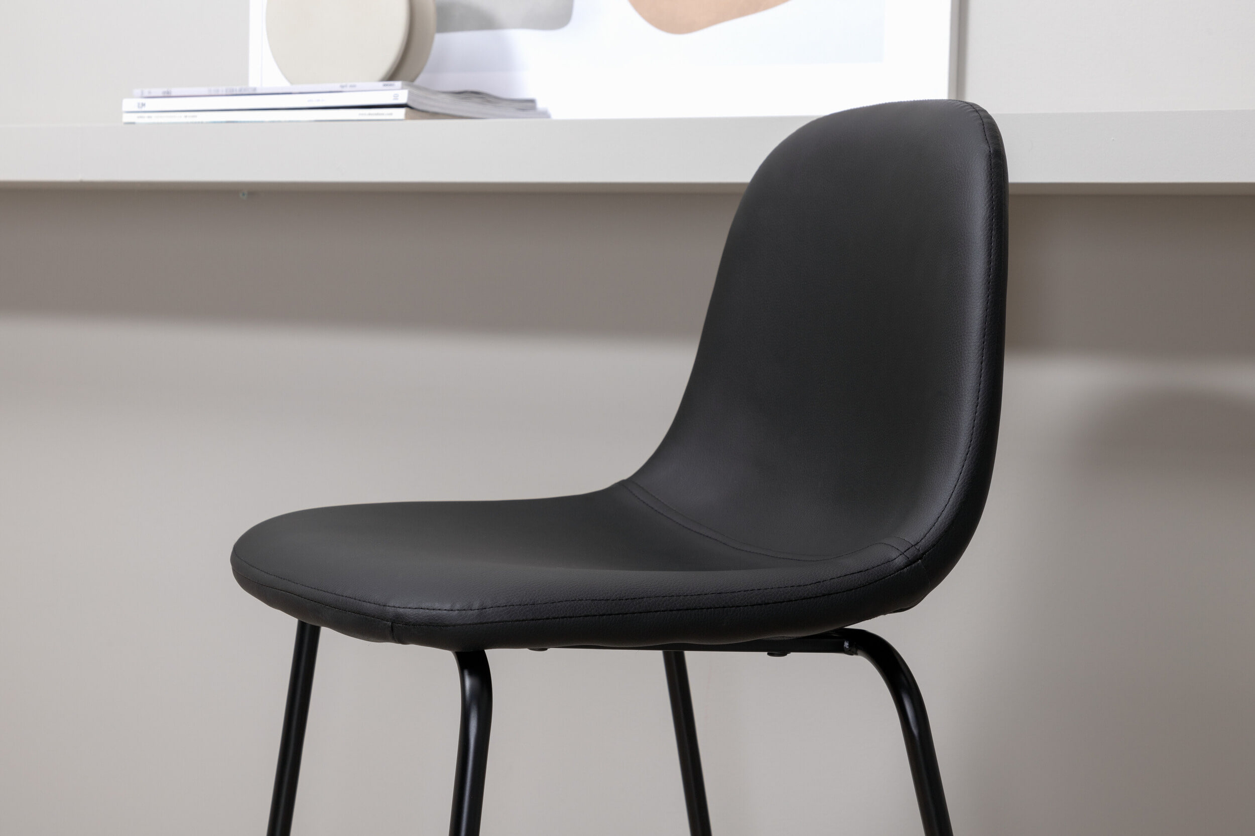 Nohr Barkruk 'Austina' Lederlook, kleur Zwart (zithoogte 77cm)