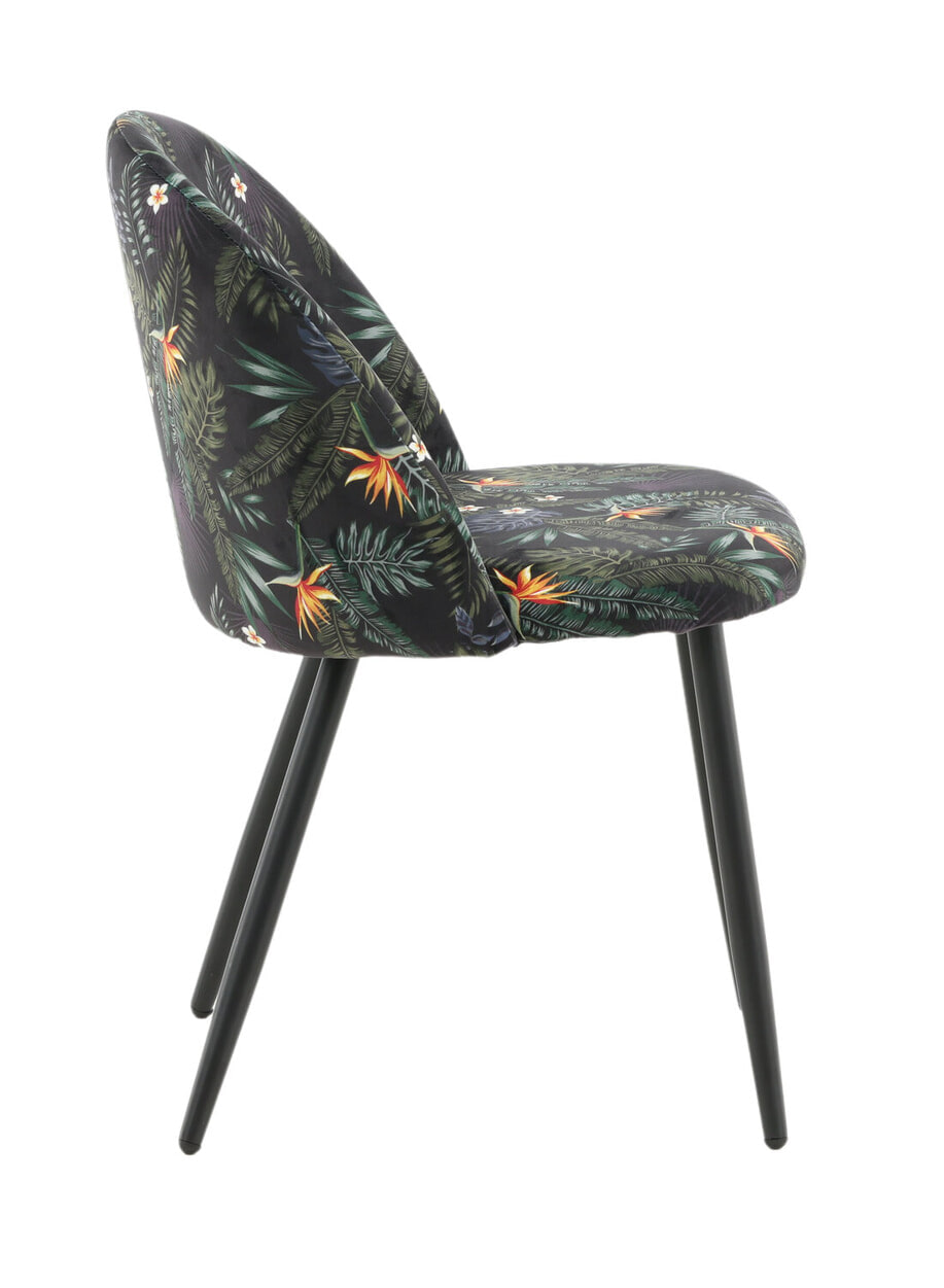 Nohr Eetkamerstoel 'Amon' Velvet, kleur Zwart/Bloemenprint