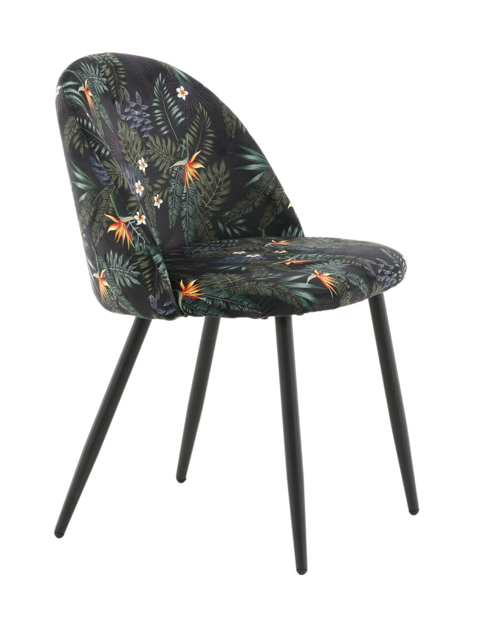 Nohr Eetkamerstoel 'Amon' Velvet, kleur Zwart/Bloemenprint