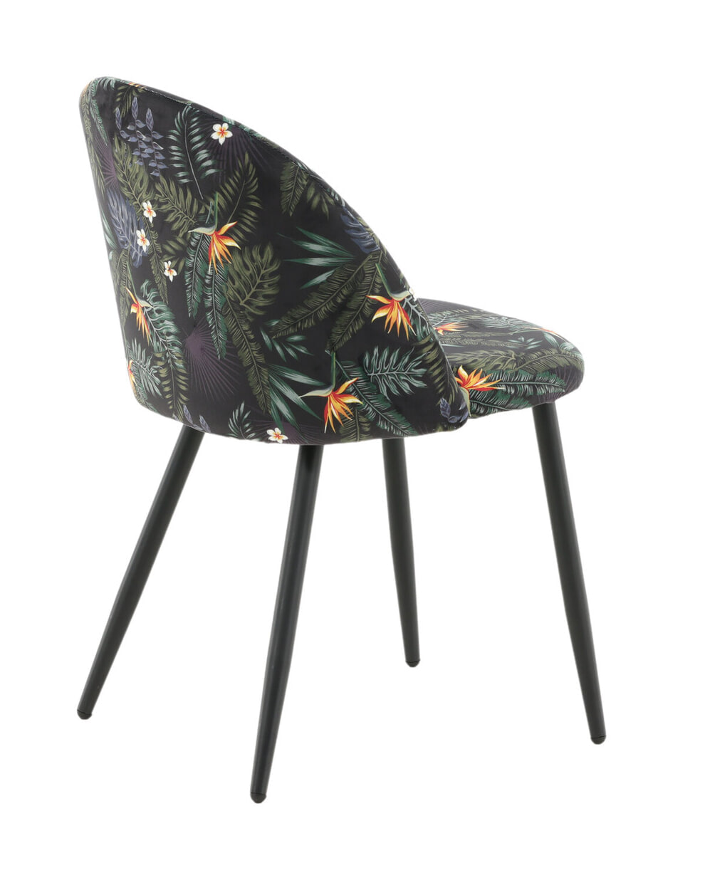 Nohr Eetkamerstoel 'Amon' Velvet, kleur Zwart/Bloemenprint