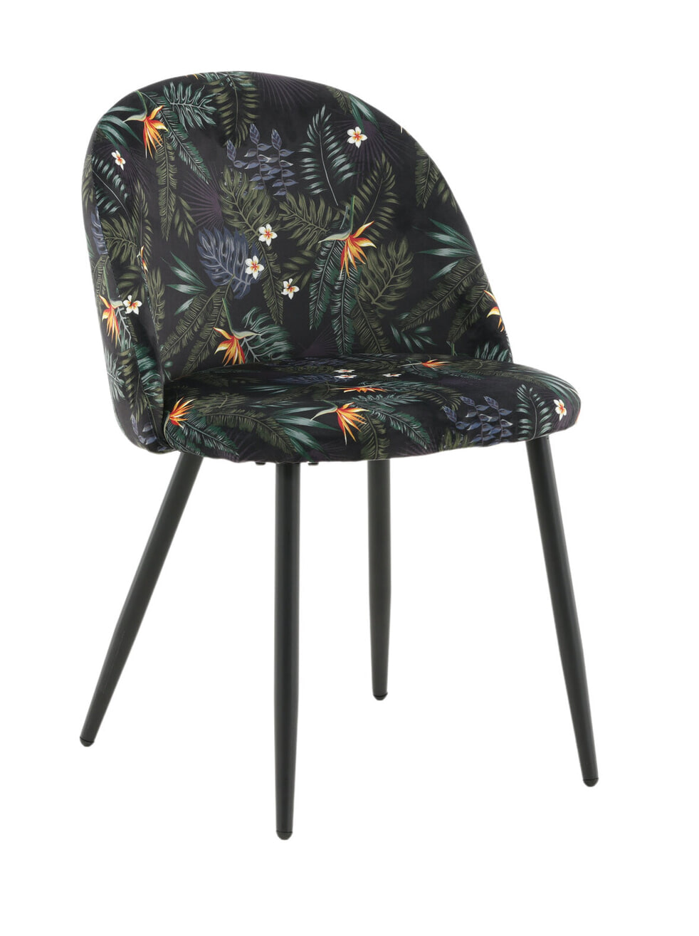 Nohr Eetkamerstoel 'Amon' Velvet, kleur Zwart/Bloemenprint