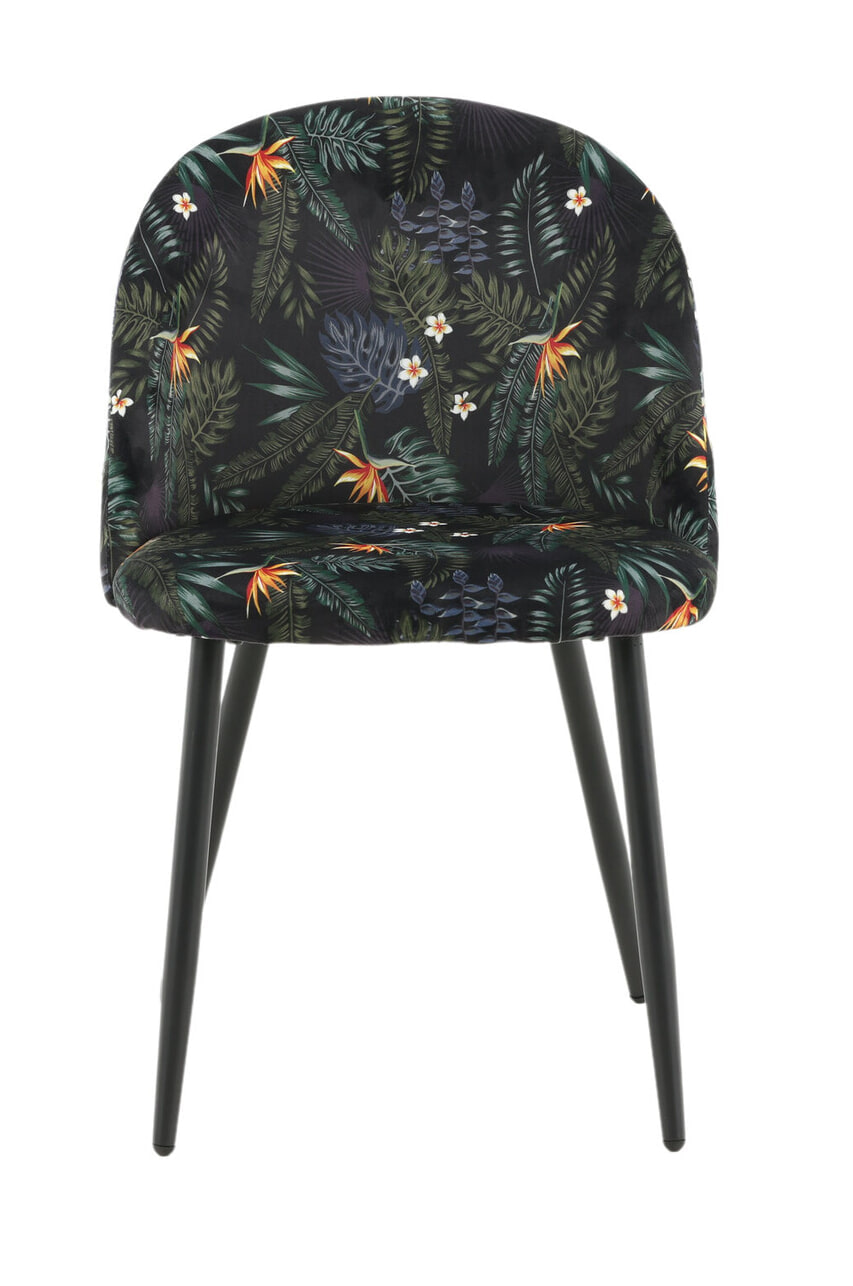 Nohr Eetkamerstoel 'Amon' Velvet, kleur Zwart/Bloemenprint