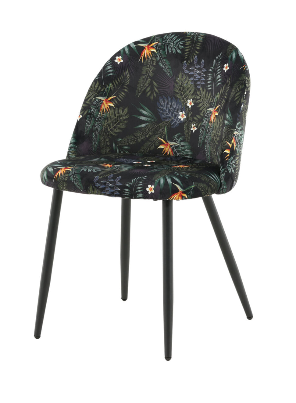 Nohr Eetkamerstoel 'Amon' Velvet, kleur Zwart/Bloemenprint