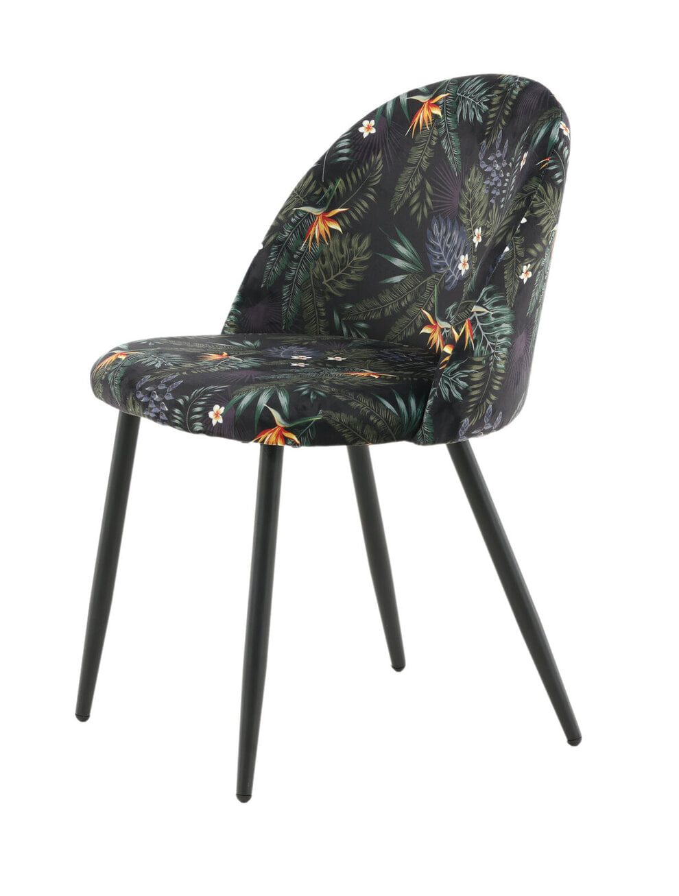 Nohr Eetkamerstoel 'Amon' Velvet, kleur Zwart/Bloemenprint