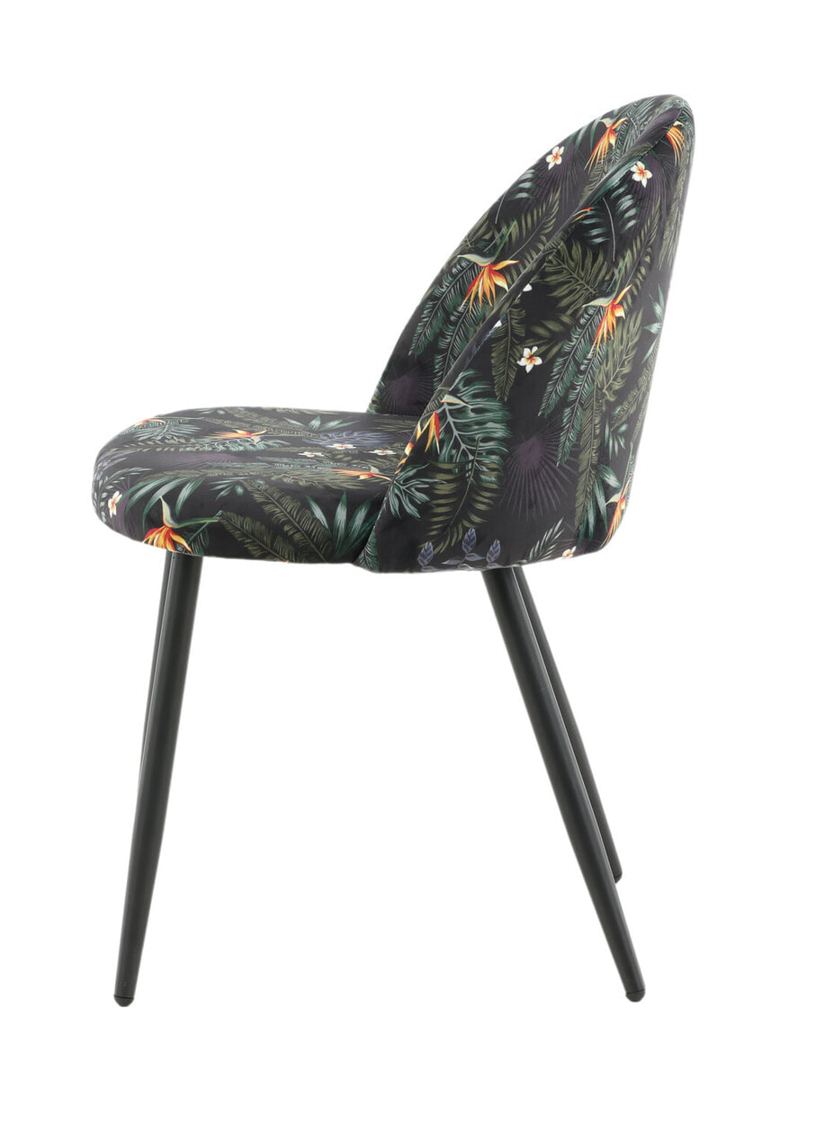Nohr Eetkamerstoel 'Amon' Velvet, kleur Zwart/Bloemenprint