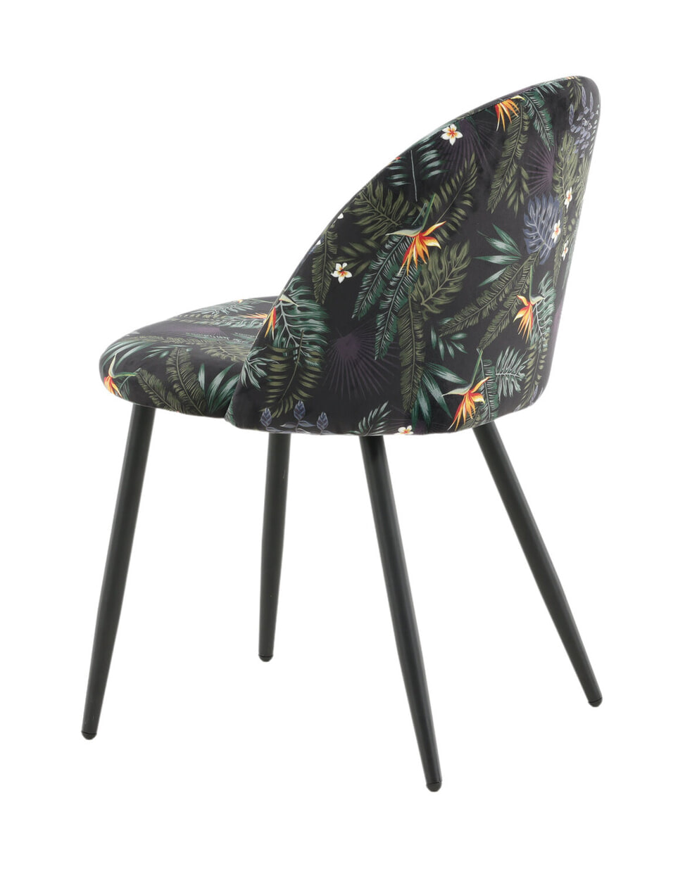 Nohr Eetkamerstoel 'Amon' Velvet, kleur Zwart/Bloemenprint