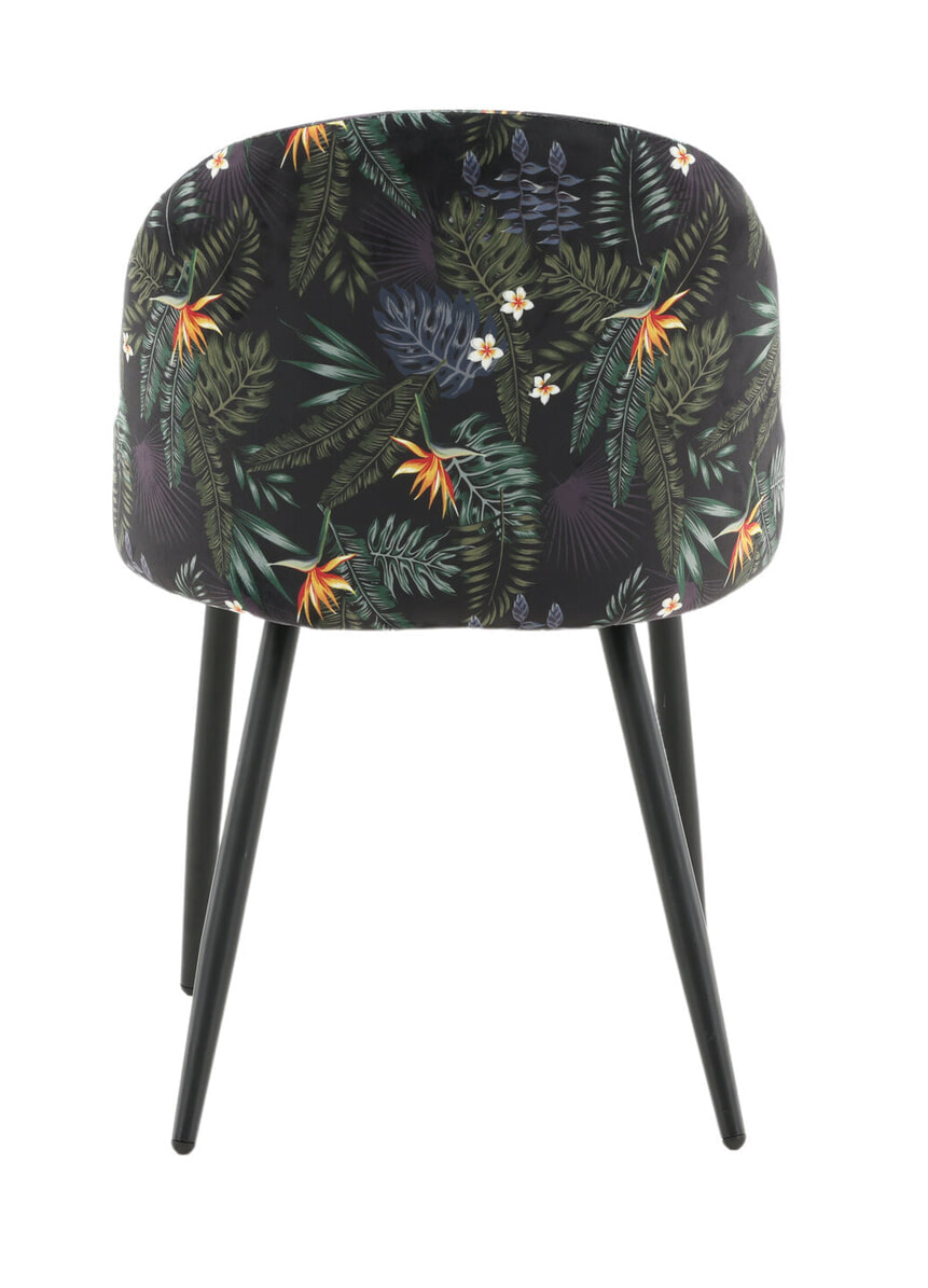 Nohr Eetkamerstoel 'Amon' Velvet, kleur Zwart/Bloemenprint