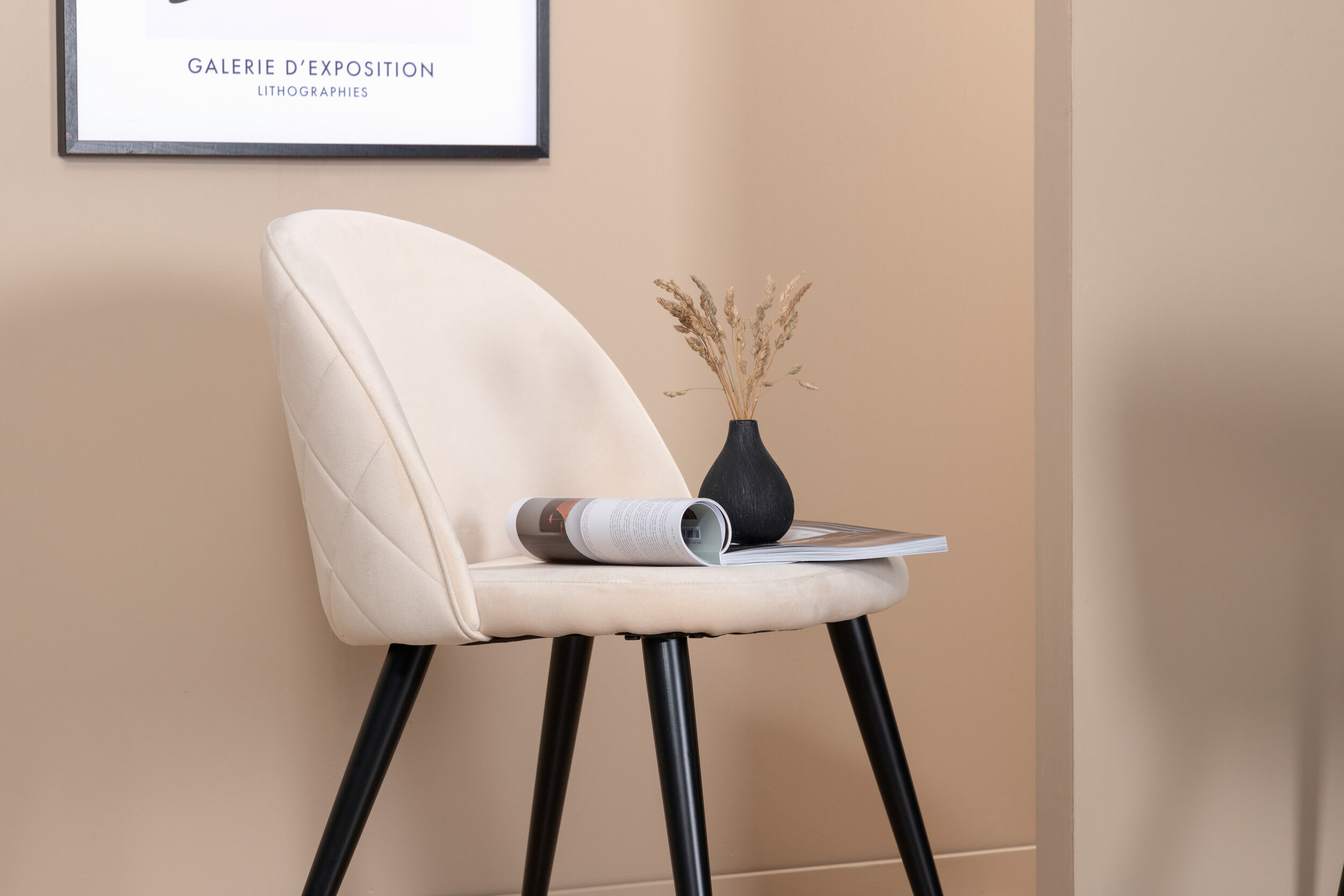 Nohr Eetkamerstoel 'Amon' Velvet, kleur Beige