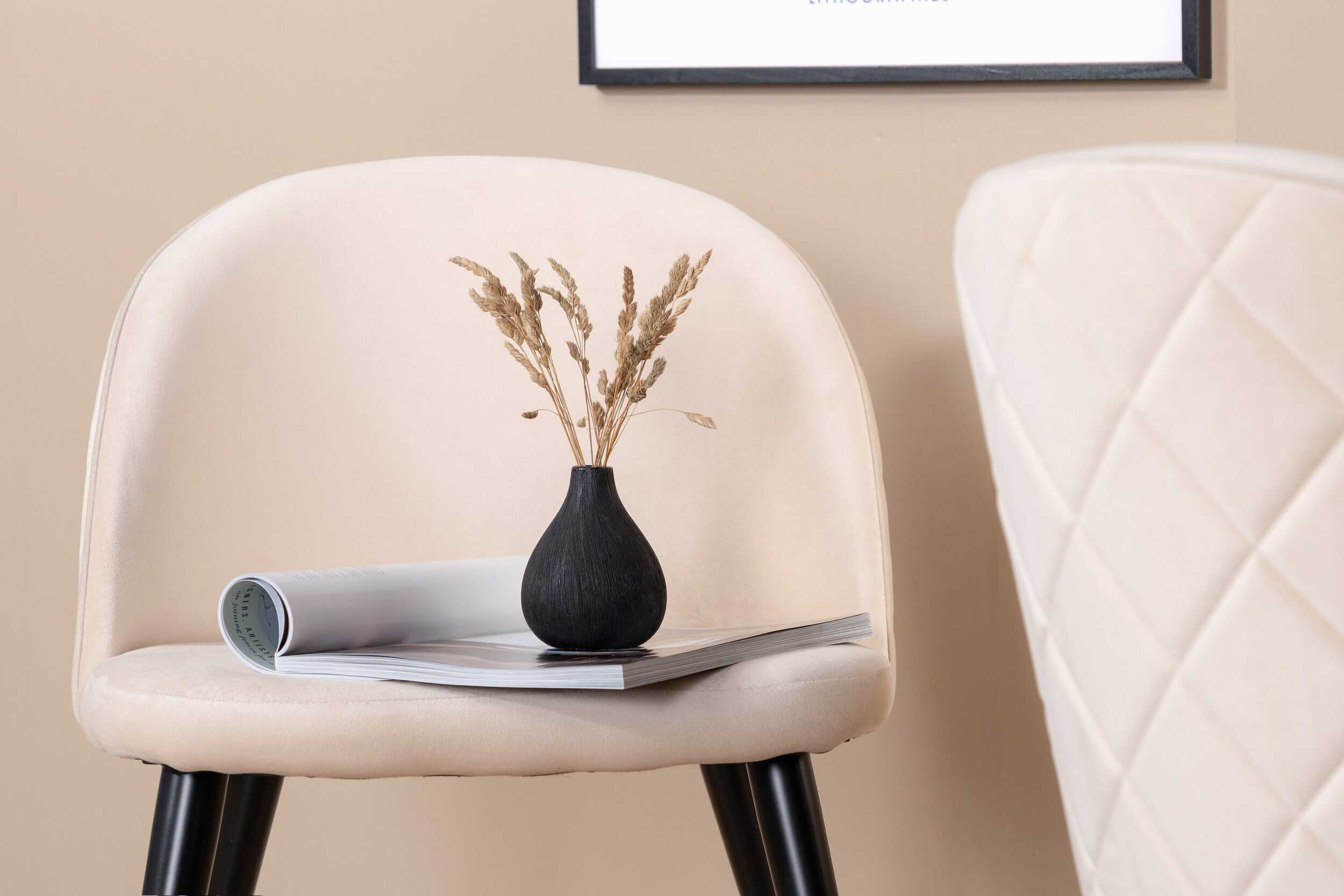 Nohr Eetkamerstoel 'Amon' Velvet, kleur Beige