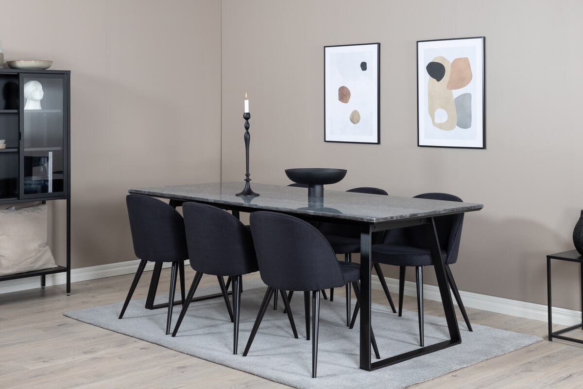 Nohr Eettafel Lenton Marmer, 200 x 90cm - Donkergrijs